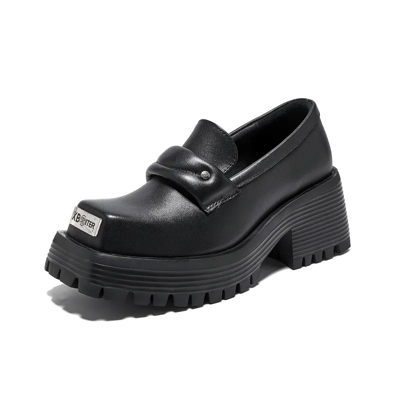 XB ITER Chunky Heel High Heels Women's Black-0