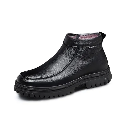 Beidouniao Warm Short Snow Boots Men's Black