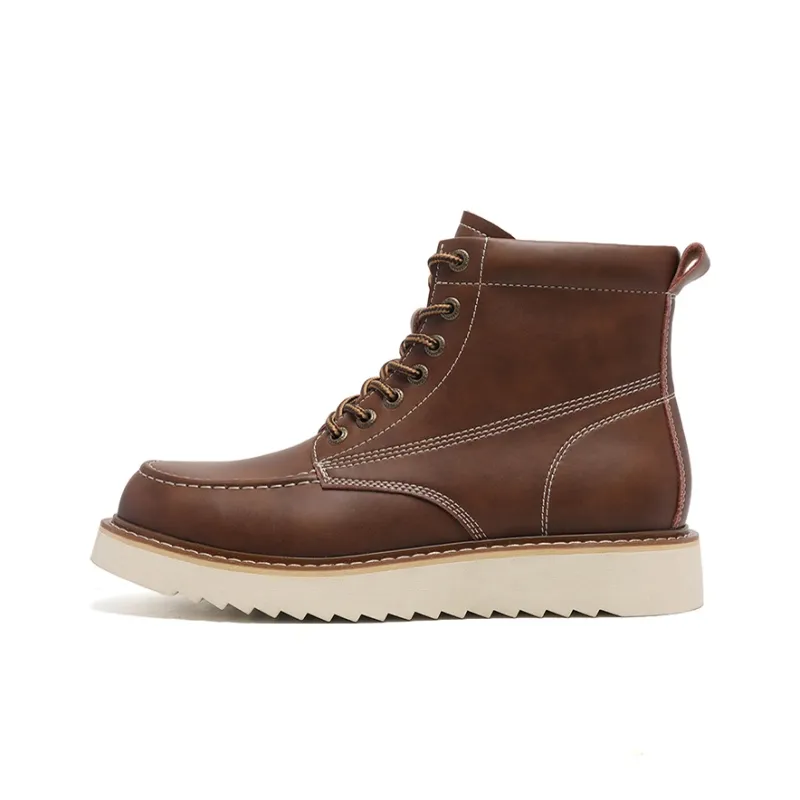 WEISHIBANGWEI Ankle Boots Medium Heel Men's Brown-0