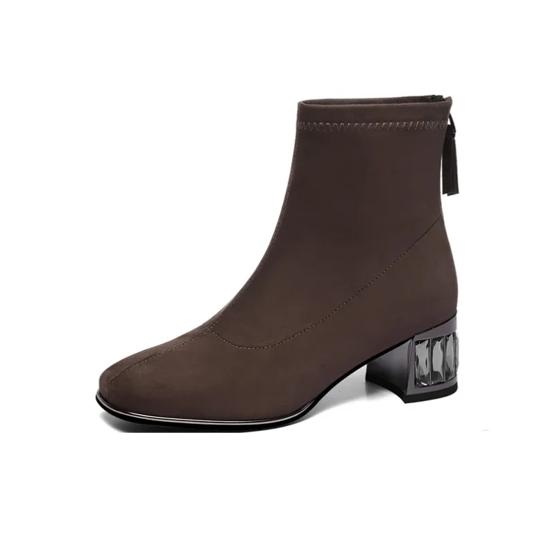 Golden Silk Rabbit Ankle Boots Women's-7