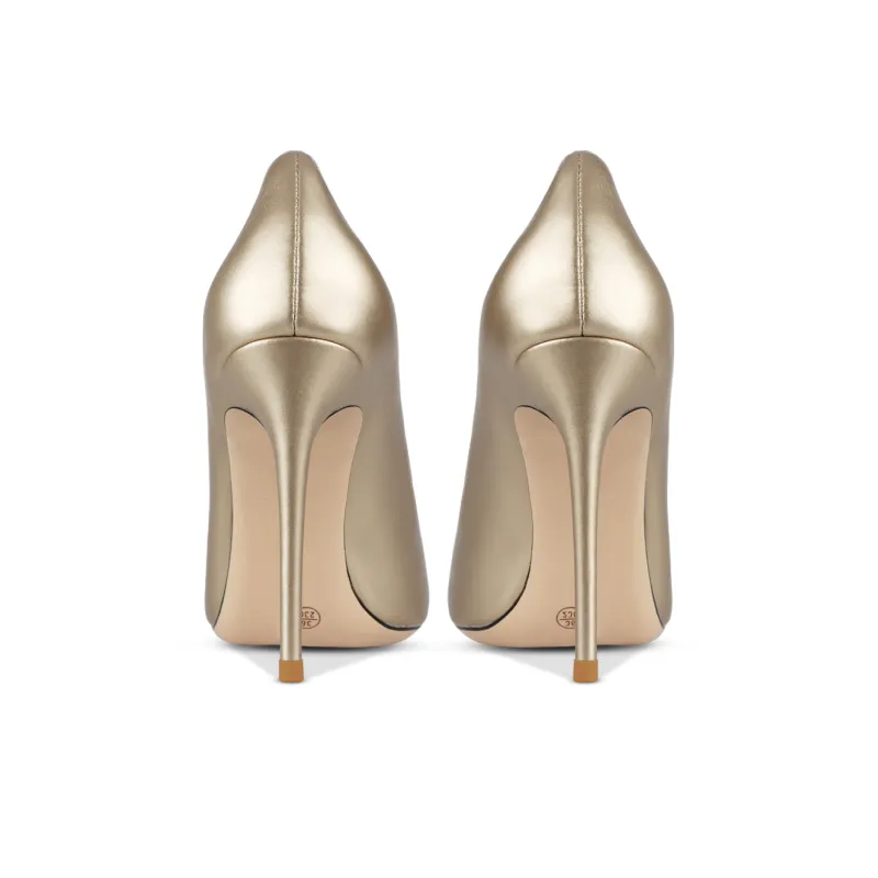 Suyymakk Slim Heel High Heels Women's Gold-4