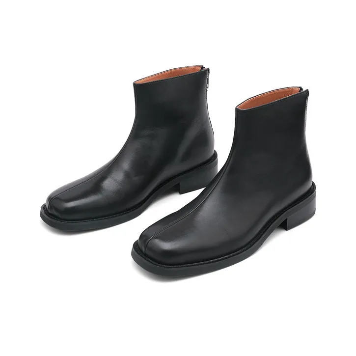 Mr.shang Square Toe Collection Ankle Boots Men's Black-3