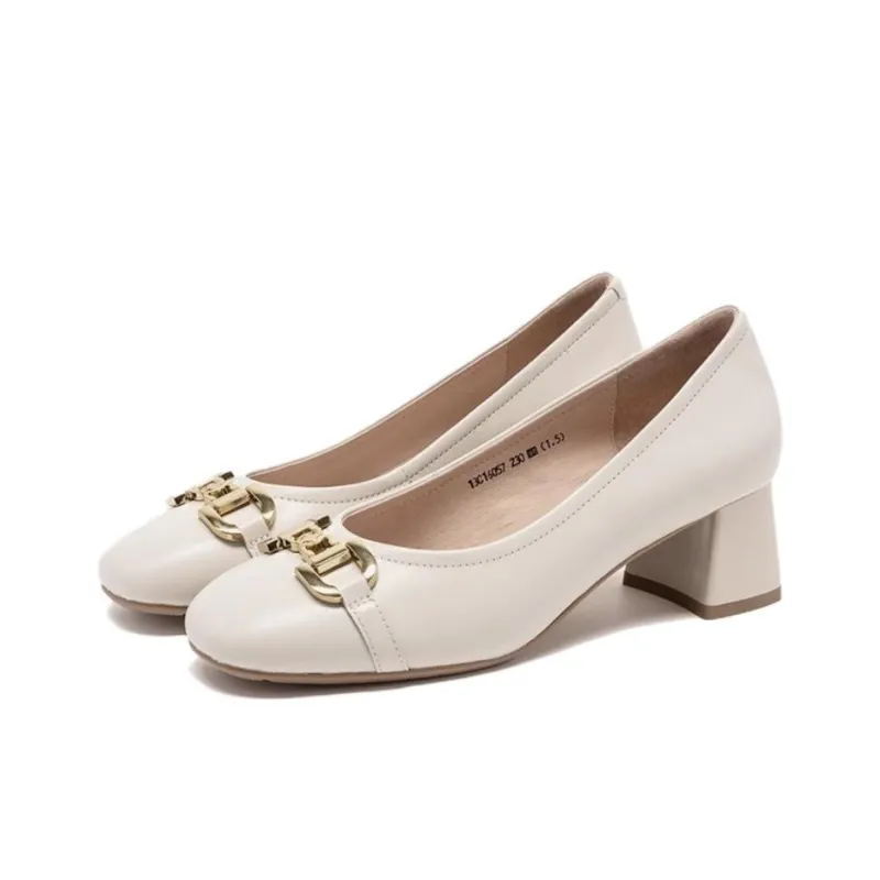 Satchi Chunky Heel High Heels 5cm Women's Ecru-1