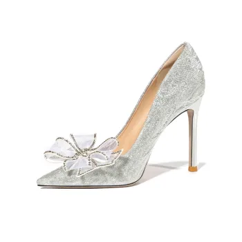Lily Wei Heart Fluttering Slim Heel High Heels Women's Silver