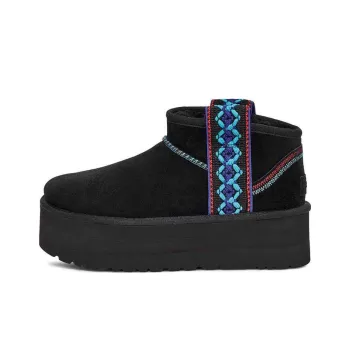 UGG Classic Ultra Mini Braid Platform Boot Black Women's