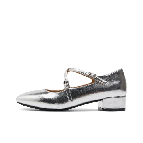 WESTLINK Block Heel High Heels 3cm Women's Silver