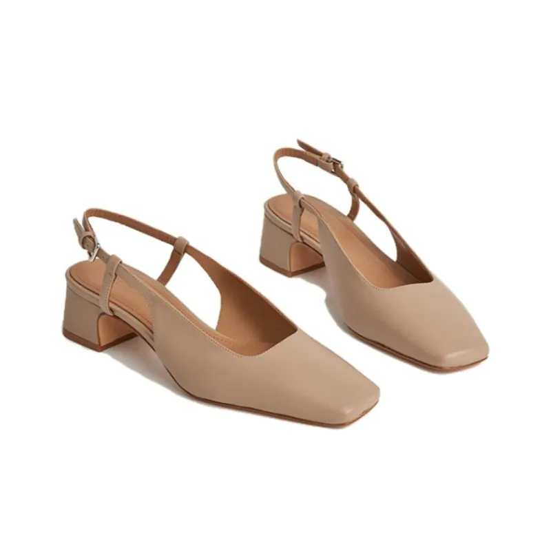 FLATTERED Chunky Heel High Heels 4cm Women's Sand-1