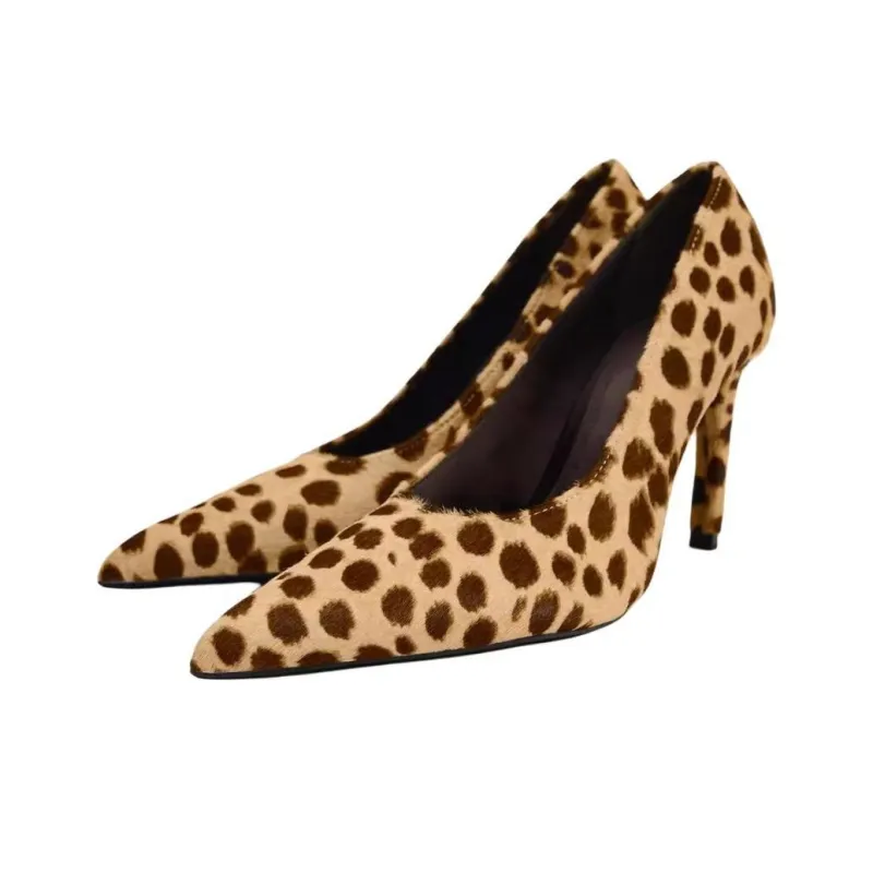 ZARA Slim Heel High Heels Women's Leopard Print-2