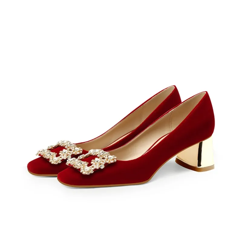 PJJUU High Heels Women's Burgundy-2