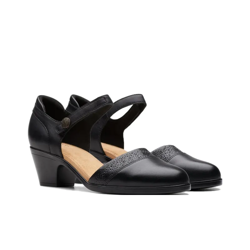Clarks Block Heel High Heels 5.5cm Women's Black-2