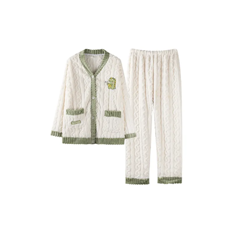 XIAFENYAN Pajama Set Women's Green Apricot-0