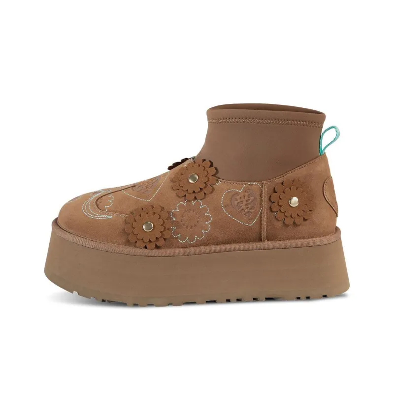 UGG Warm Short Snow Boots Women's Brown-0