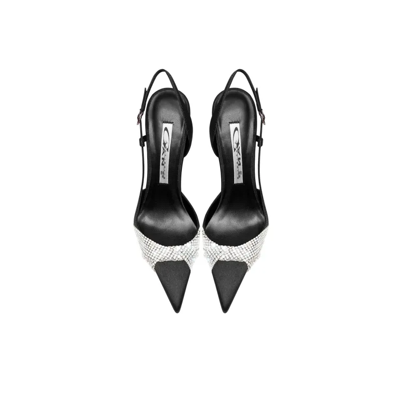 Ganxiaojie Slim Heel High Heels Women's Black-4