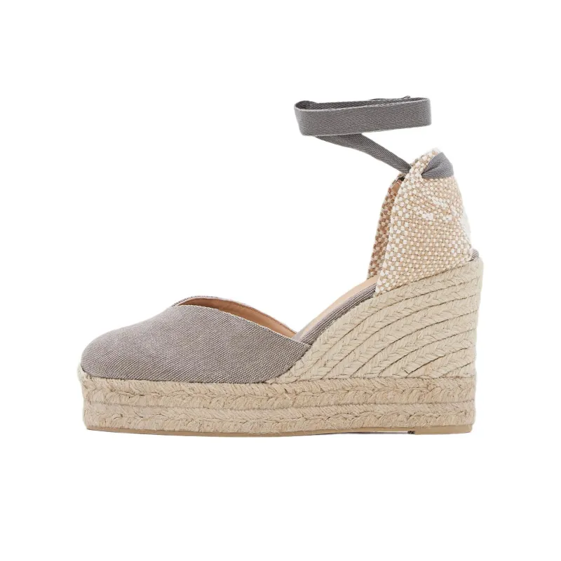 Castañer Chiara Wedge Heel High Heels 8cm Women's Gray Beige-0