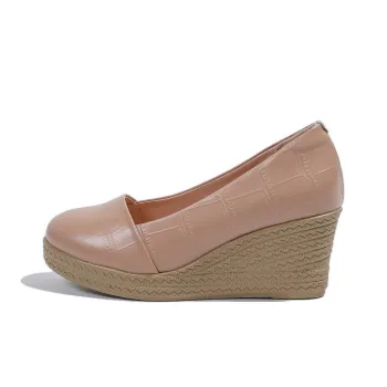 Mulinsen Wedge Heel High Heels Women's Nude