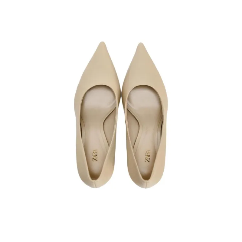 ZARA Slim Heel High Heels Women's Beige-3