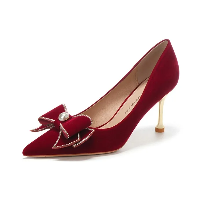 Bamiti Slim Heel High Heels Women's Burgundy-4