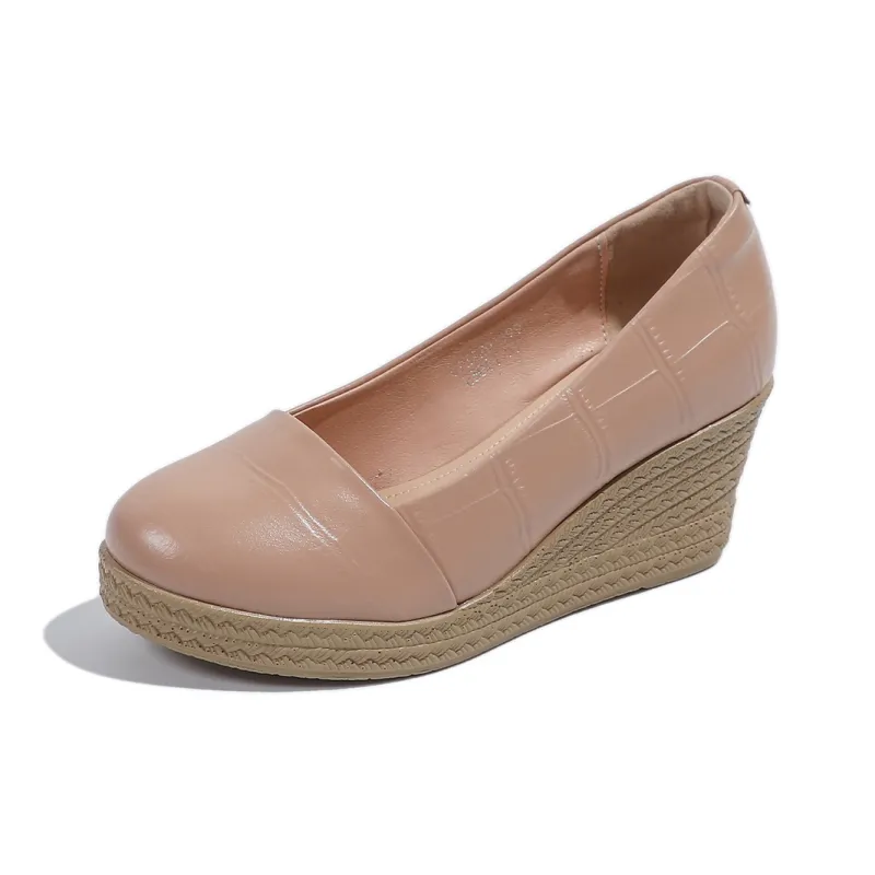 Mulinsen Wedge Heel High Heels Women's Nude-1