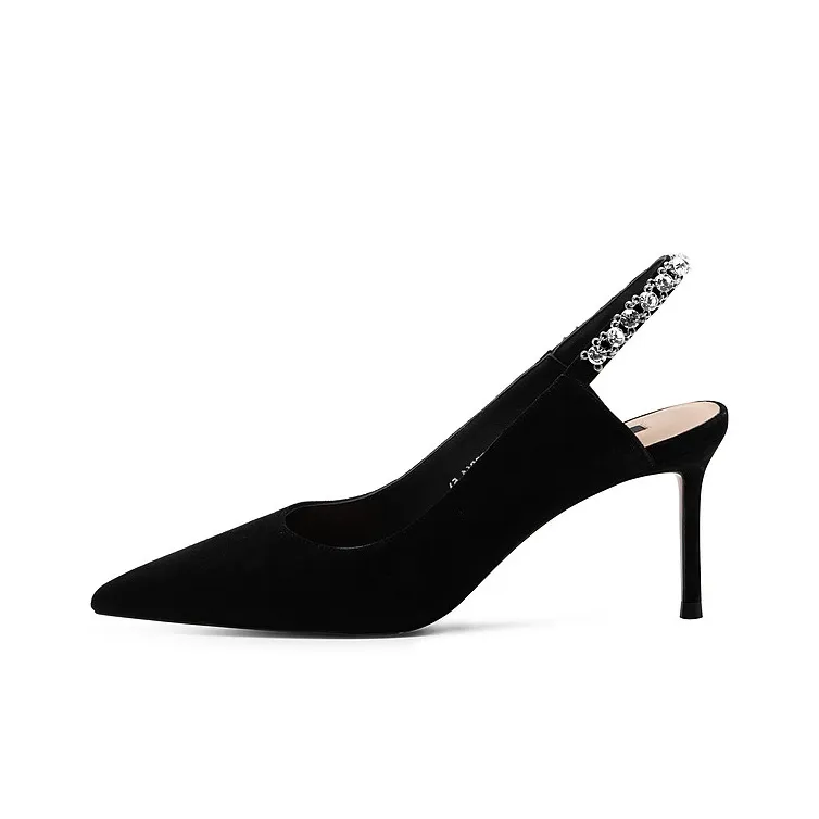 JOOC Slim Heel High Heels 7cm Women's Black-4
