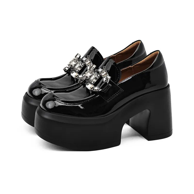 KMD Chunky Heel High Heels 9.5cm Women's-6