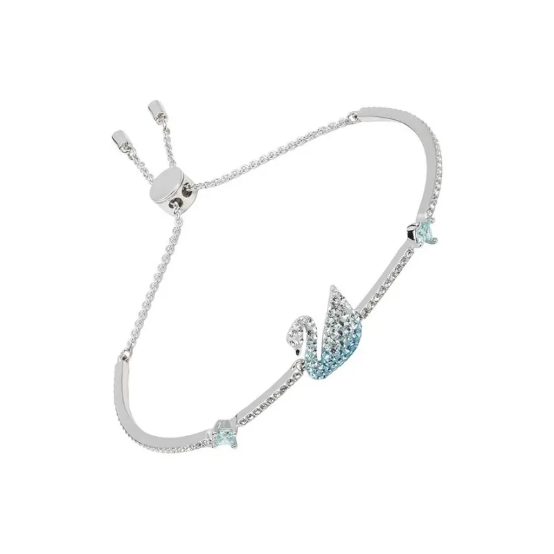 Swarovski Rhodium Plated Bangles Women's Blue-2