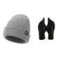 Gray Hats & Caps+Black Gloves