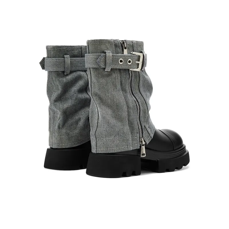 Jin Baichuan Ankle Boots Women's Light Blue-2