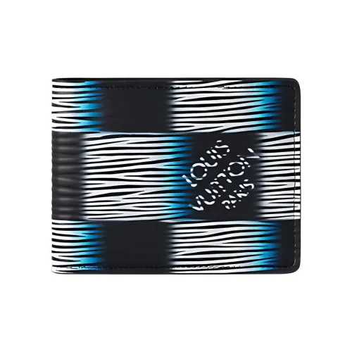 LOUIS VUITTON Slender Leather Wallet Men's Dark Blue & White