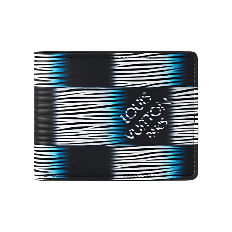 LOUIS VUITTON Slender Leather Wallet Men's Deep Blue & White-0