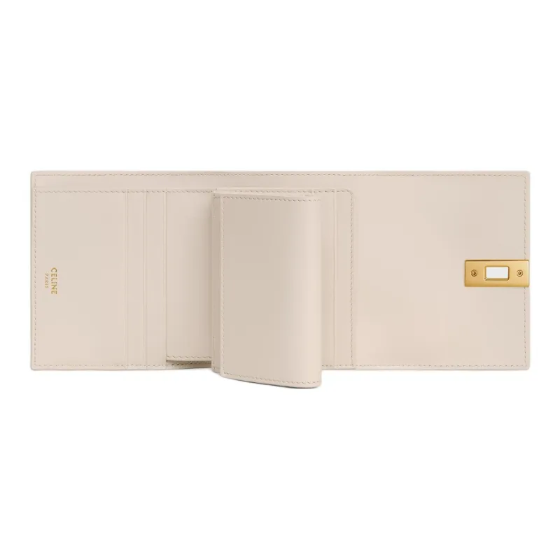 CELINE Calfskin Wallet Small Size Women's Light Beige-3