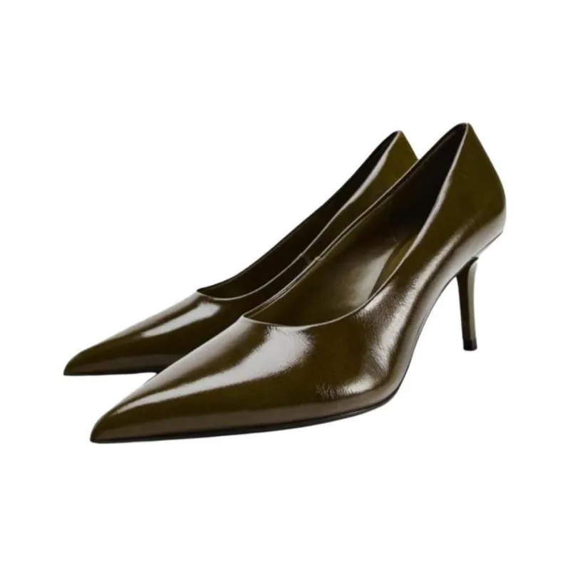 ZARA Slim Heel High Heels Women's Green-1