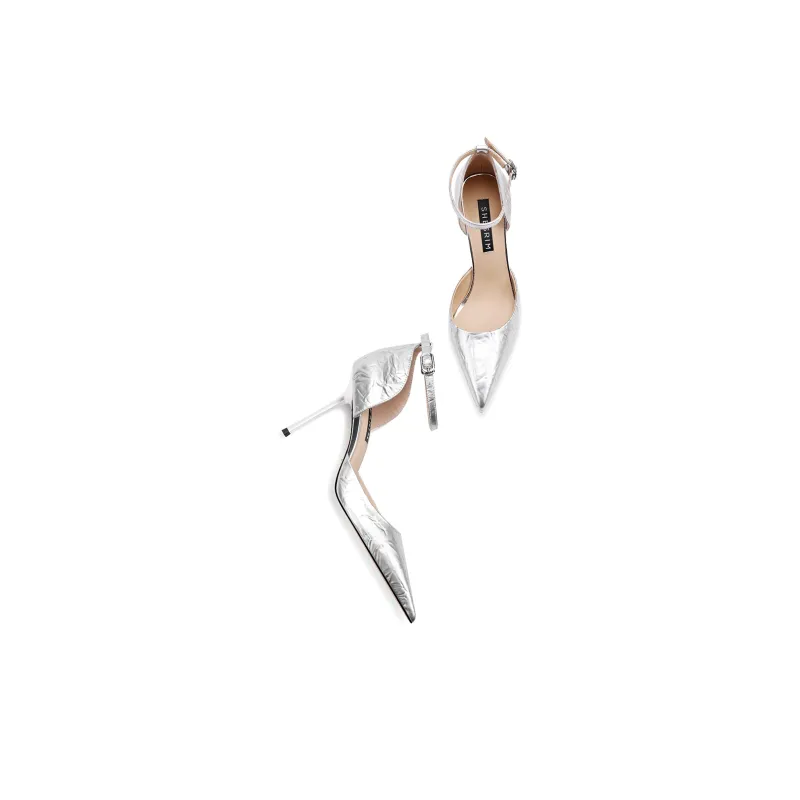 Shesrim Slim Heel High Heels Women's Silver-2