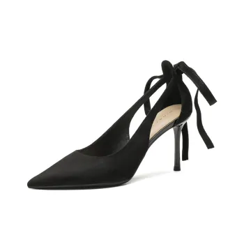 HKCP Slim Heel High Heels 8cm Women's Black