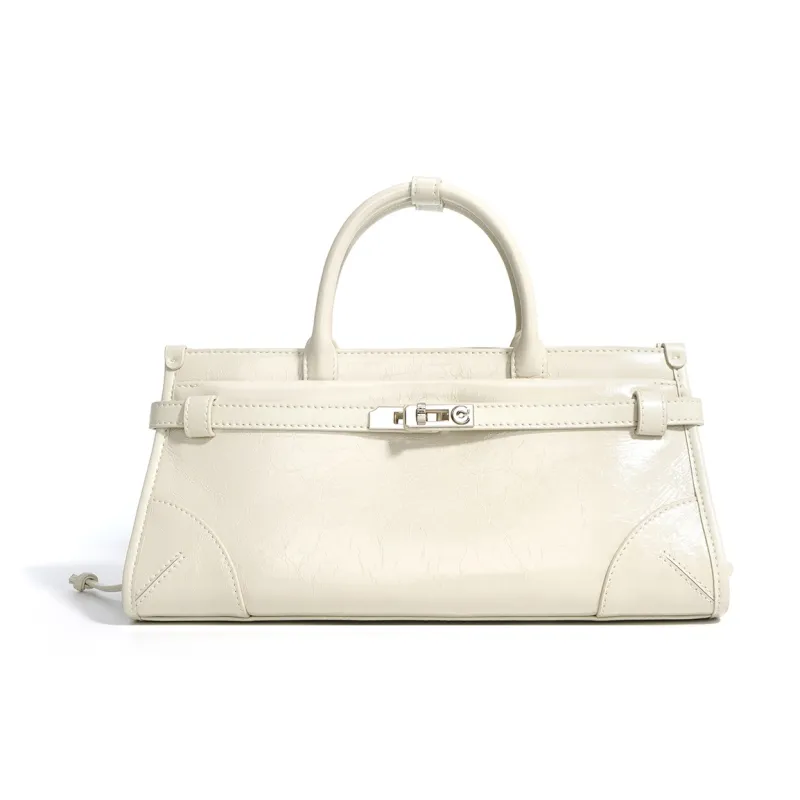 COURONNE Top Grain Cow Leather Crossbody Handbag Women's Blackcurrant Purple/Ecru/Light Milk Tea/Black-2