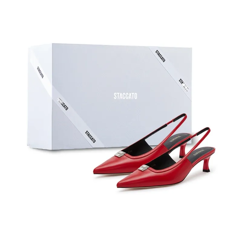 Staccato Monica Flared Heel Pointed Toe High Heels 6cm Women's-8