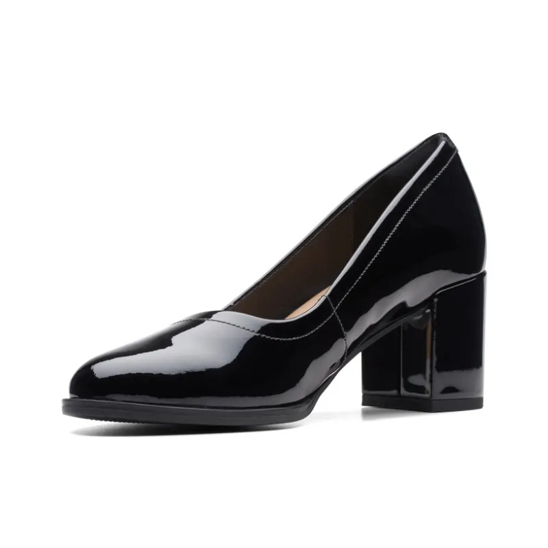 Clarks Frewa Series Chunky Heel High Heels Women's Black-1