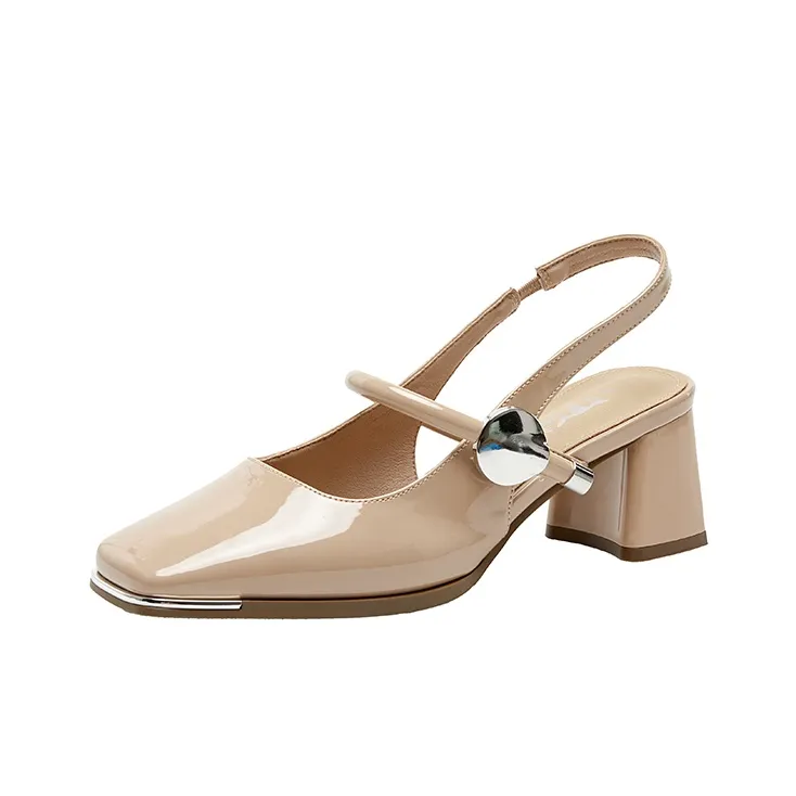 GNSJ Chunky Heel High Heels 6cm Women's Lotus Color-0