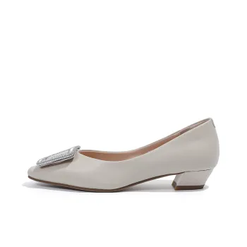 Mulinsen Chunky Heel High Heels 3cm Women's Beige
