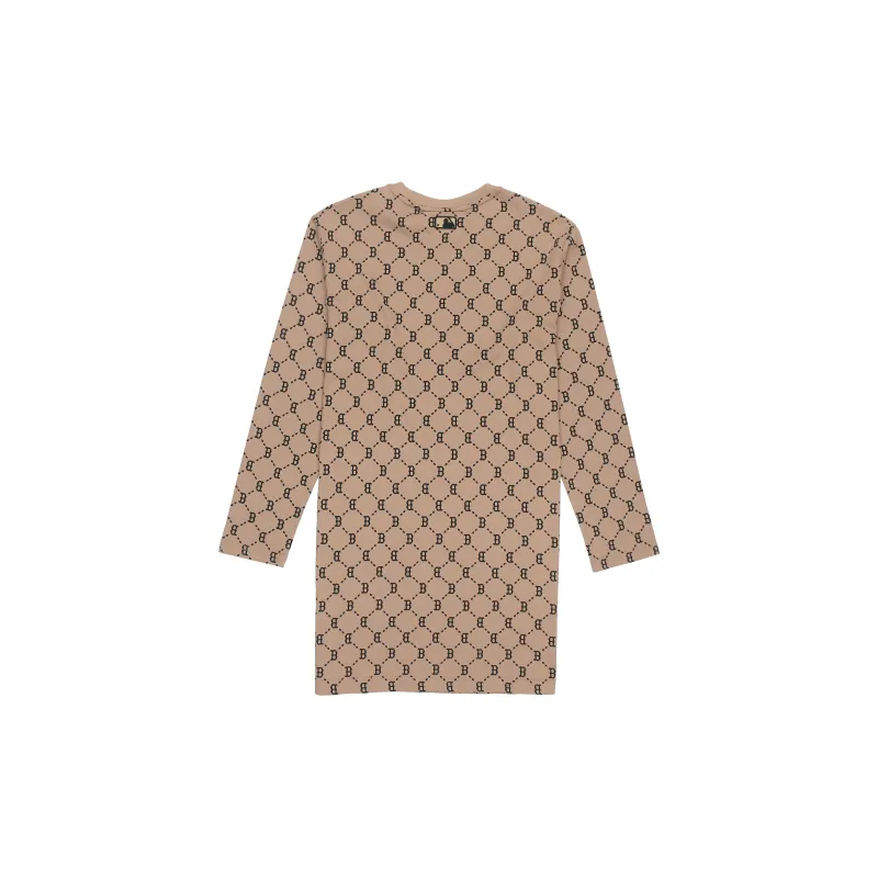 MLB Old Flower Long Sleeved Dresses Women's Brown-1