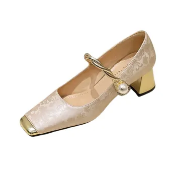BIGTREE Chunky Heel High Heels 5cm Women's