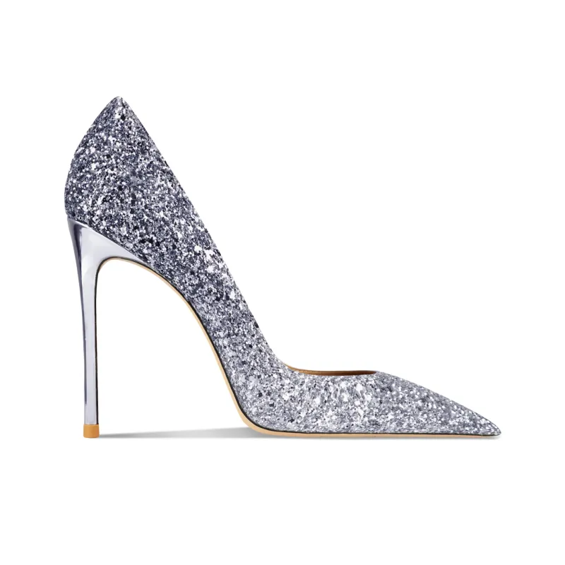 Suyymakk Slim Heel High Heels Women's Silver Blue-1