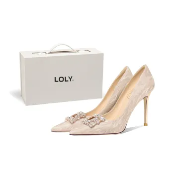 LOLY Wedding Shoes With Showpiece Wedding Dress Two-in-One Box Slim Heel High Heel-Commute Fashion Versatile Women's