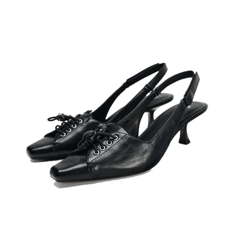ZARA Slim Heel High Heels 5cm Women's Black-2