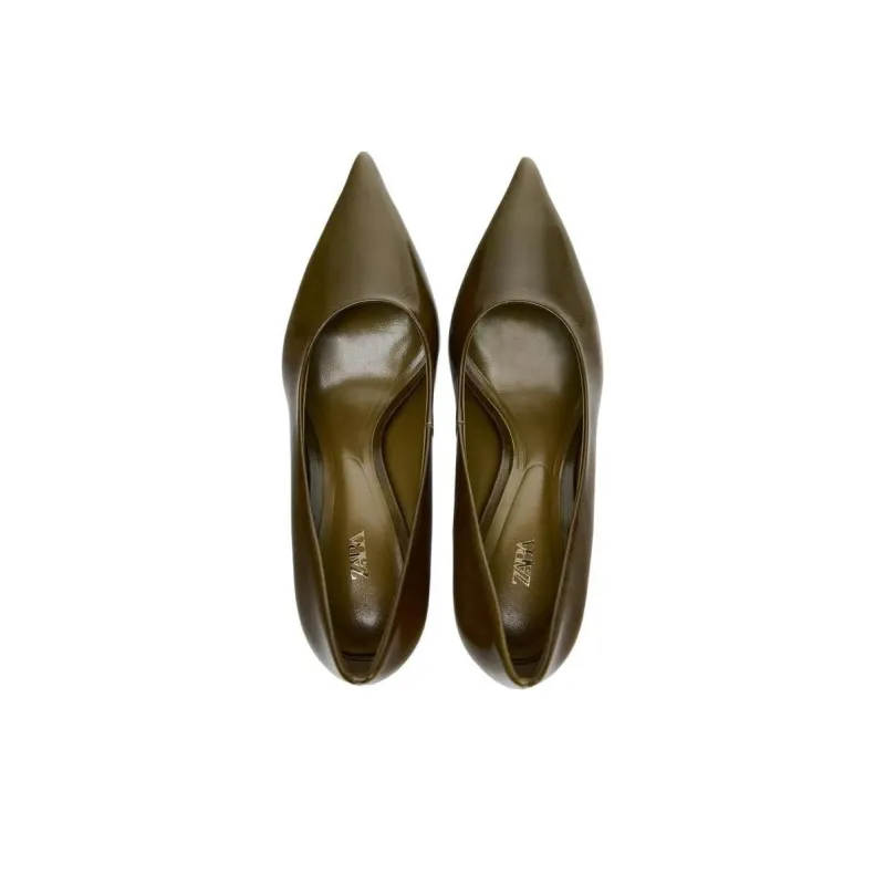 ZARA Slim Heel High Heels Women's Green-2