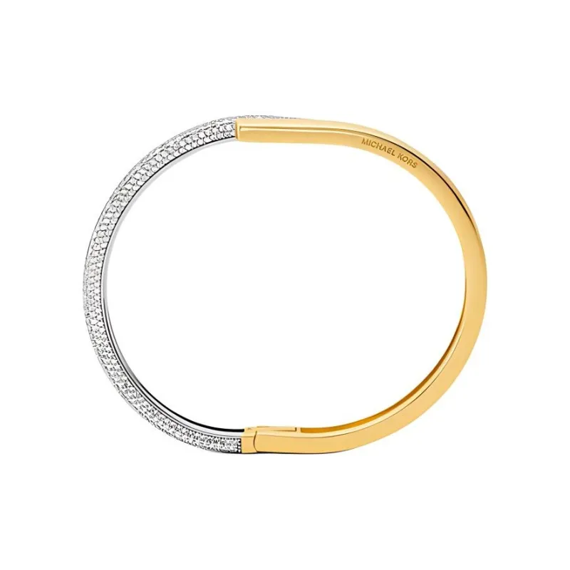 MICHAEL KORS Precious Metal Plated Pavé Sterling Silver Bangle-1
