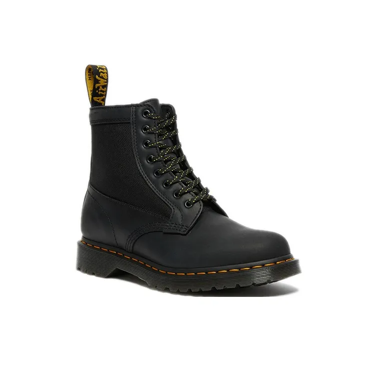 Dr.Martens 1460 Panel Leather Lace Boots Black/Yellow-2