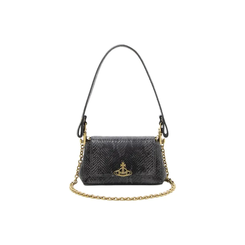 Vivienne Westwood HAZEL Goatskin Shoulder Bag, Crossbody Bag Trumpets Women's Black-0