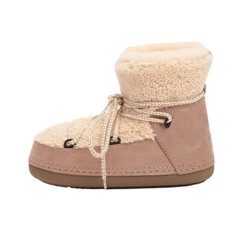 K.D.KENAZ Warm And Wear Resistant Short Mid Calf Snow Boots Women's Pink-0