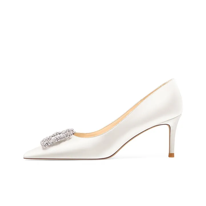 Holy Rose Slim Heel High Heels Women's White-6