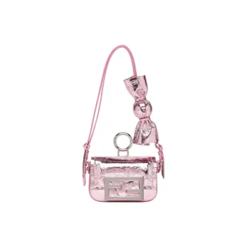 FENDI Baguette Lambskin One Shoulder Handbag Extra Mini Women's Pink